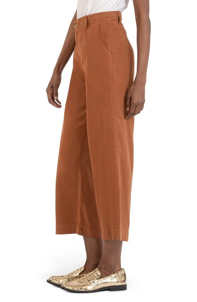 Shop Kut From The Kloth High Rise Crop Wide Leg Pants In Chestnut