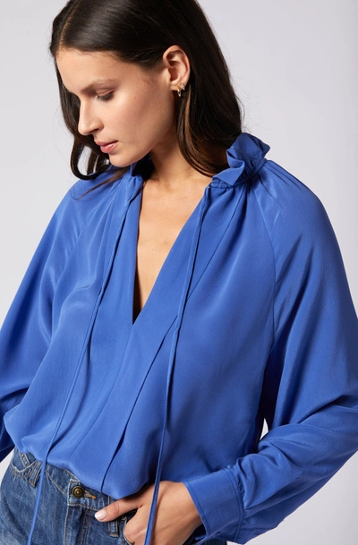 Shop Joie Daisy Long Sleeve Silk Top In Blue