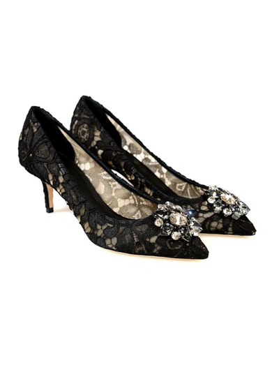 Shop Dolce & Gabbana Charmant Lace Pumps Shoes In Black