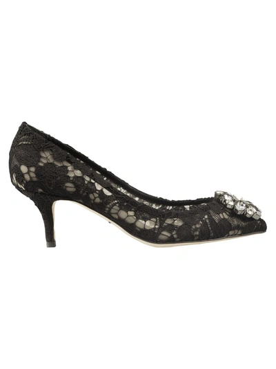 Shop Dolce & Gabbana Charmant Lace Pumps Shoes In Black