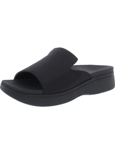 Shop Vionic Monica Womens Satin Slip On Wedge Sandals In Black