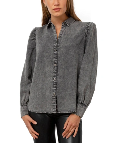 Shop Rails Angelica Button Down Linen-blend Shirt In Black