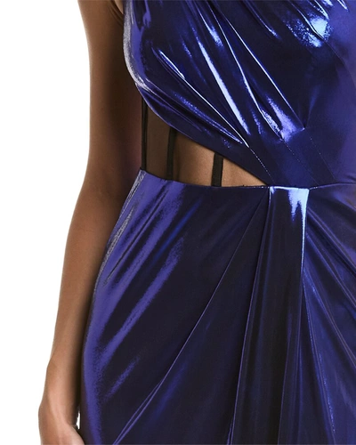 Shop Marchesa Notte Foiled Gown In Blue