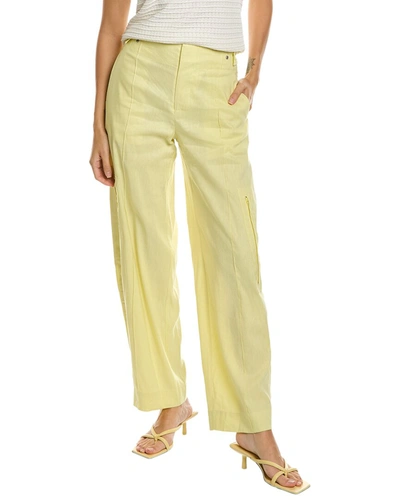 Shop Vince High-waist Linen-blend Utility Trouser In Yellow