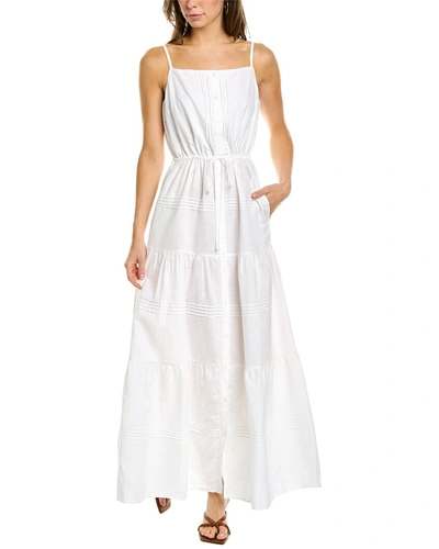 Shop J.mclaughlin J. Mclaughlin Ruth Linen-blend Dress In White