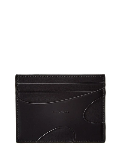 Shop Ferragamo Cutout Leather Card Case In Black