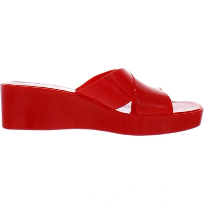 Shop Olivia Miller Womens Slip On Slides Wedge Sandals In Red