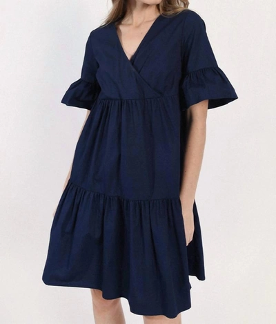 Shop Molly Bracken Hale Navy Tiered Dress In Blue