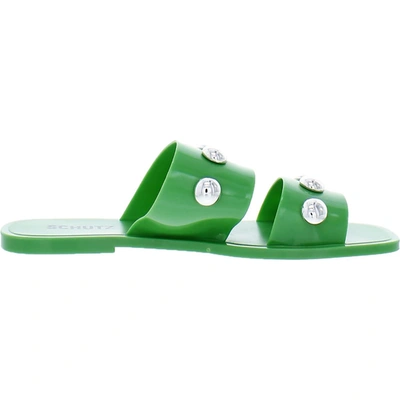Shop Schutz Lizzie Womens Slip On Casual Slide Sandals In Green