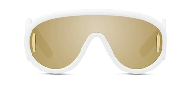 Shop Loewe Paula's Ibiza Lw 40108i 25g Shield Sunglasses In Gold