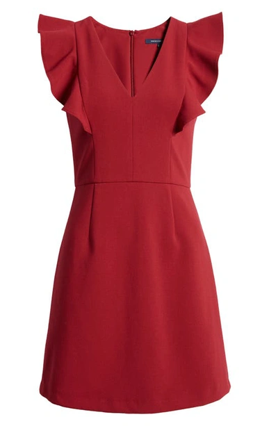 Shop French Connection Whisper Ruffle Minidress In Berry Red