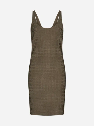 Shop Givenchy 4g Jacquard Viscose Dress In Khaki