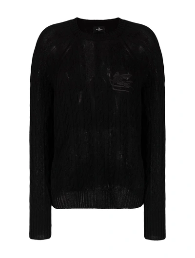 Shop Etro Crew Neck Sweater In Cashmere In Black