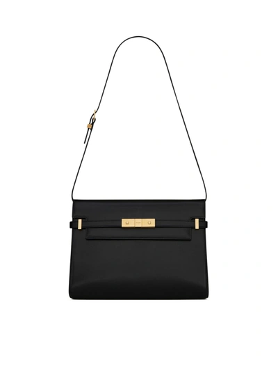 Shop Saint Laurent Box Leather Manhattan Bag In Black