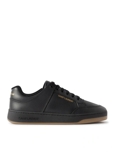 Shop Saint Laurent Sl/61 Perforated Leather Sneakers In Black