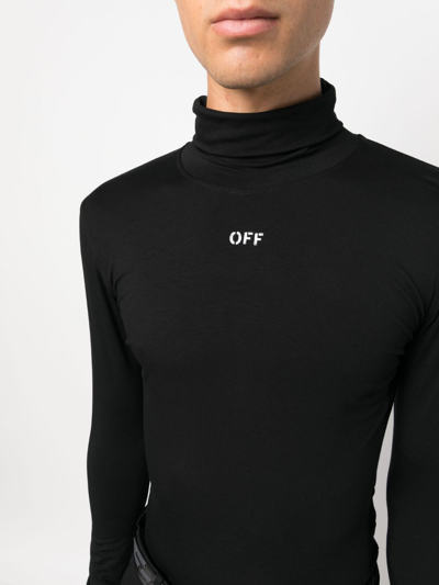 Shop Off-white Logo-print Roll-neck Jumper In Black
