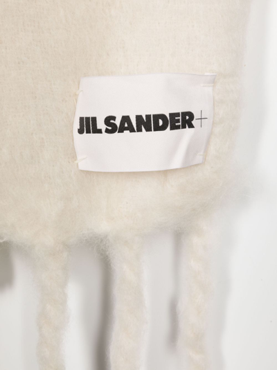Shop Jil Sander Logo-patch Chunky-knit Scarf In White