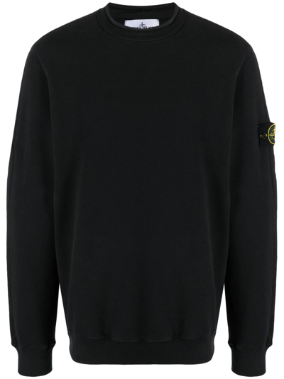 Shop Stone Island Compass-logo Cotton Sweatshirt In Schwarz