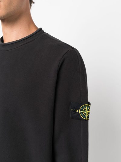 Shop Stone Island Compass-logo Cotton Sweatshirt In Schwarz