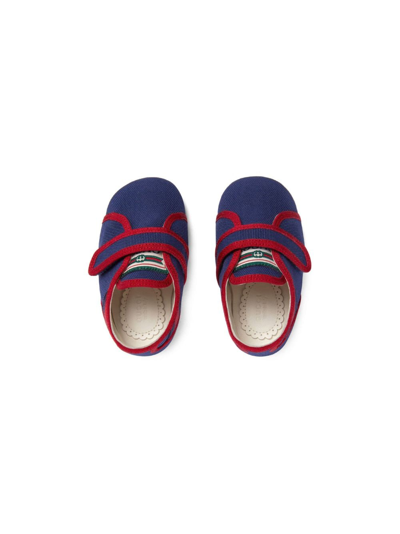 Shop Gucci Tennis 1977 Canvas Pre-walkers In Blue