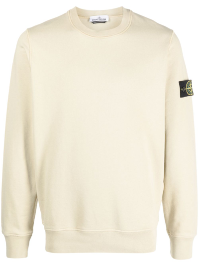 Shop Stone Island Compass-motif Cotton Sweatshirt In Neutrals