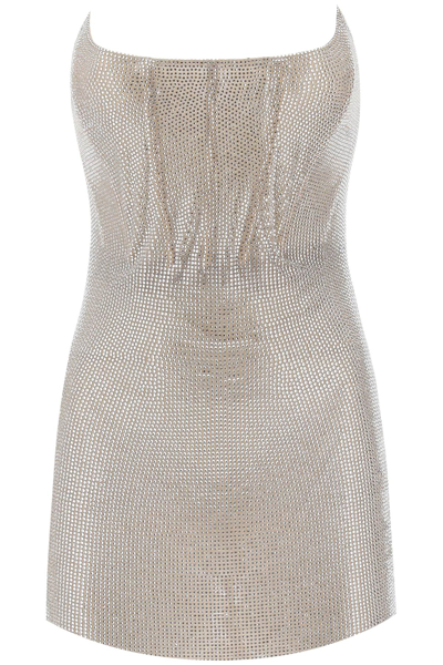 Shop Giuseppe Di Morabito Rhinestone-studded Mini Bustier Dress In Silver (beige)