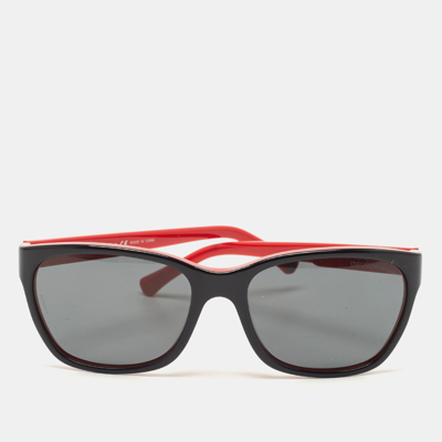 Pre-owned Emporio Armani Red/black Gradient Rectangular Sunglasses