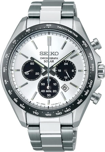 Pre-owned Seiko Selection Sbpy165 Panda White Chrono Solar Analog Men Watch Brand Box