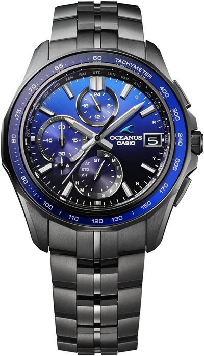 Pre-owned Casio Oceanus Ocw-s7000b-2ajf Black Manta Slim Case Bluetooth Men Watch Japan