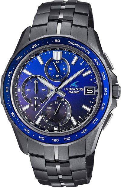Pre-owned Casio Oceanus Ocw-s7000b-2ajf Black Manta Slim Case Bluetooth Men Watch Japan