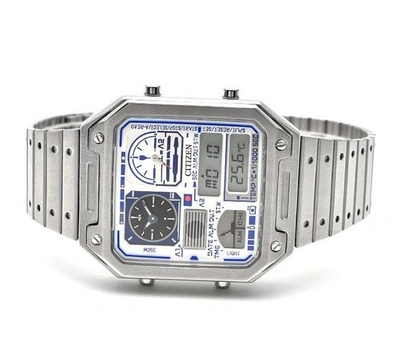 Pre-owned Citizen R2-d2 Star Wars Jg2121-54a Analog Digital White Dial Watch