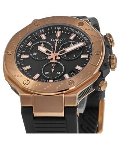 Pre-owned Tissot T-race Chronograph Black Dial Rubber Men's Watch T141.417.37.051.00
