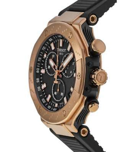 Pre-owned Tissot T-race Chronograph Black Dial Rubber Men's Watch T141.417.37.051.00