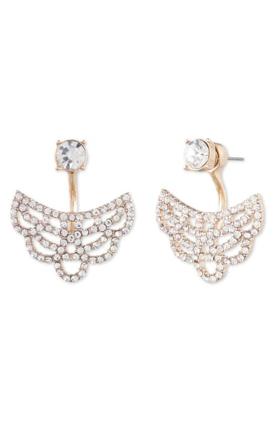Shop Marchesa Peachy Keen Pavé Front/back Earrings In Gold/ Coral