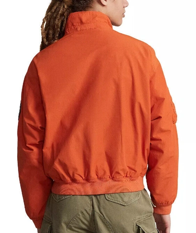 Pre-owned Polo Ralph Lauren Men's College Orange Sportsmen Graphic Fleece Full Zip Jacket