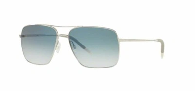 Pre-owned Oliver Peoples Clifton Ov 1150s 50363f Silver/chrome Sapphire Sunglasses In Blue Photochromic