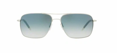 Pre-owned Oliver Peoples Clifton Ov 1150s 50363f Silver/chrome Sapphire Sunglasses In Blue Photochromic