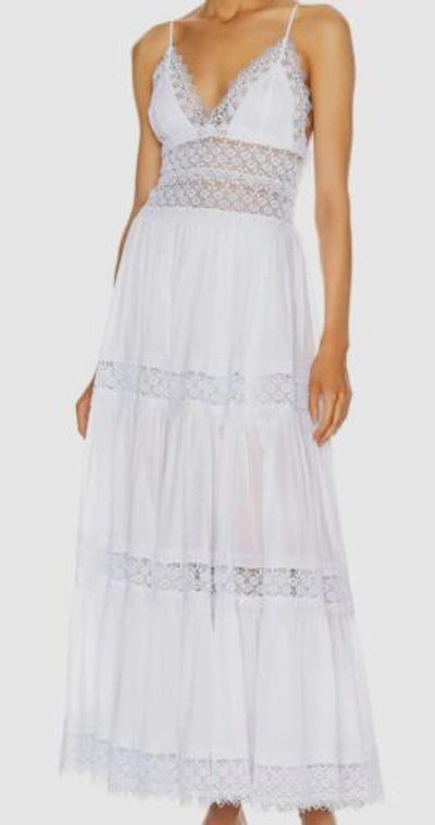 Pre-owned Charo Ruiz $898  Women's White Cindy Lace Sleeveless Maxi Dress Size M