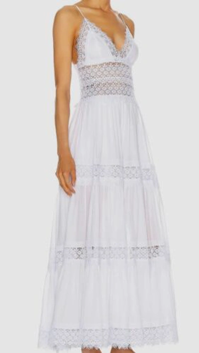 Pre-owned Charo Ruiz $898  Women's White Cindy Lace Sleeveless Maxi Dress Size M