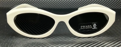 Pre-owned Prada Pr 26zs 17k08z White Dark Grey Women's 55 Mm Sunglasses In Gray