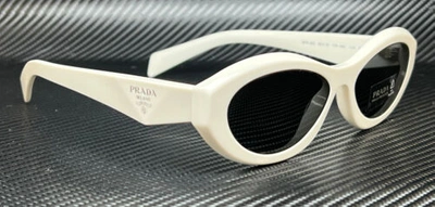 Pre-owned Prada Pr 26zs 17k08z White Dark Grey Women's 55 Mm Sunglasses In Gray