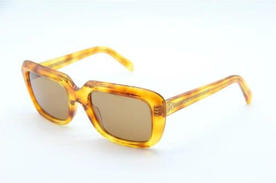 Pre-owned Celine Cl 40091i 53e Light Brown Authentic Sunglasses W/ Case Cl40091i 57-21 In Yellow