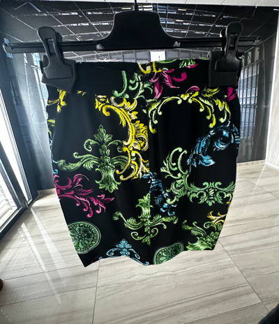 Pre-owned Versace Jeans Couture Italy Mini Baroque Skirt Mini Skirt Iconic Rare Xs In Multicoloured