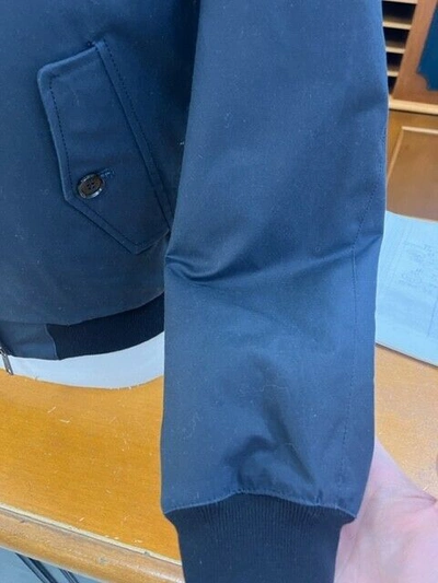 Pre-owned Baracuta € 450  Jacket G9 Men Waxed Cotton Blu Remuvable Collar Size 40 42 44 46 In Blue
