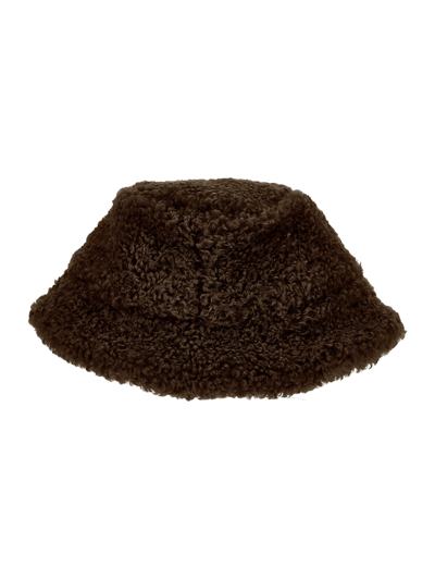 Monnalisa Plush Bucket Hat In Dark Brown