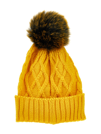 Shop Monnalisa Jacquard Wool Hat In Ochre