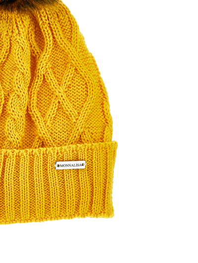 Shop Monnalisa Jacquard Wool Hat In Ochre