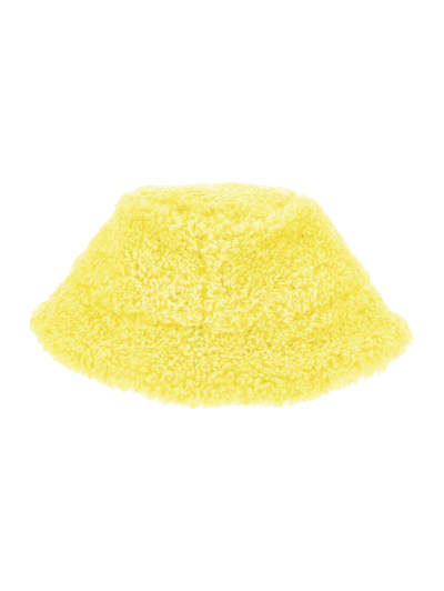 Monnalisa Plush Bucket Hat In Light Yellow