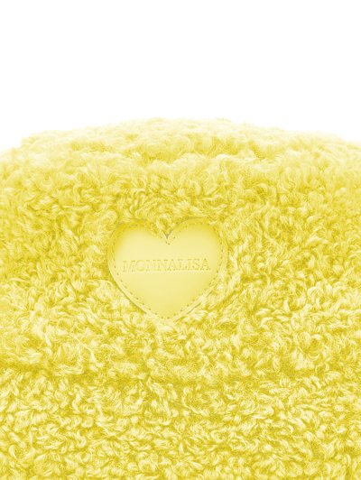 Monnalisa Plush Bucket Hat In Light Yellow
