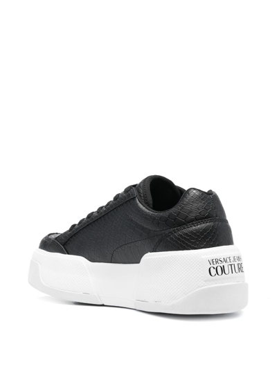 Shop Versace Jeans Couture Logo-patch Round-toe Sneakers In Black